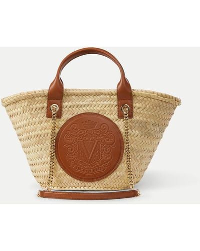Veronica Beard Crest Market Tote Small Natural Straw Hazelwood - Multicolor