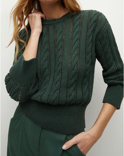 Veronica Beard Eleanor Cable-knit Sweater - Green