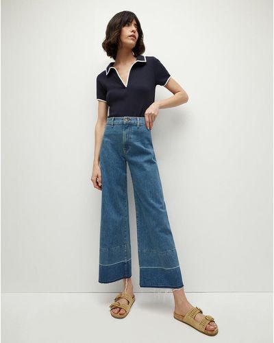 Veronica Beard Grant Wide-leg Crop Jean Released Hem - Blue