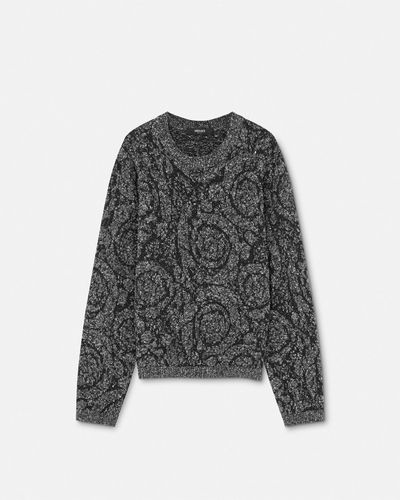 Versace Barocco Cable-knit Sweater - Gray
