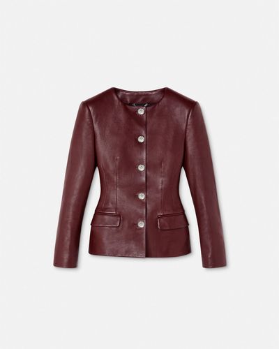 Versace Leather Hourglass Jacket - Red