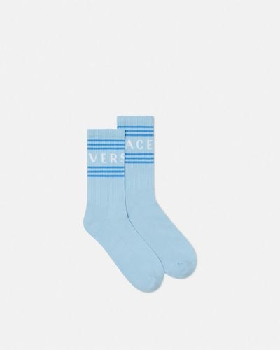 Versace 90s Vintage Logo Socks - Blue
