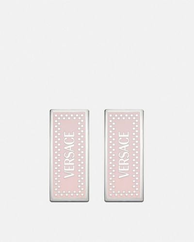 Versace 90s Vintage Logo Earrings - Pink