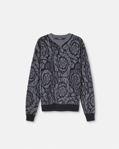 Versace Barocco Knit Sweater - Blue