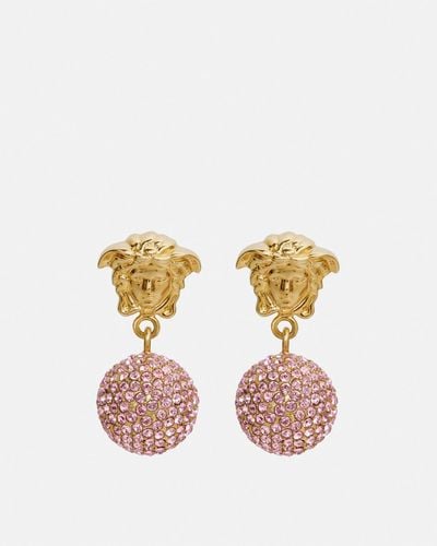 Versace Medusa Crystal Ball Earrings - Pink