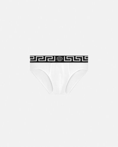 Versace Greca Border Briefs - White
