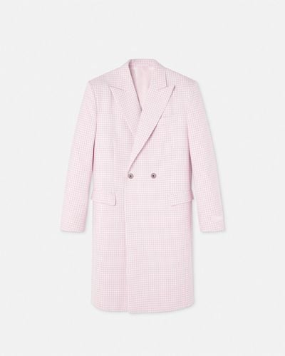 Versace Contrasto Double-breasted Overcoat - Pink