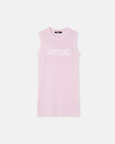 Versace 1978 Re-edition Logo Knit Mini Dress - Pink