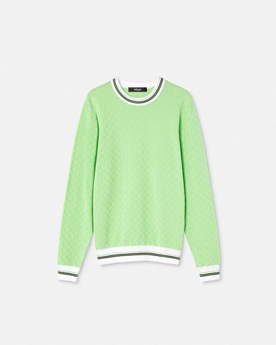 Versace Contrasto Jacquard Sweater - Green