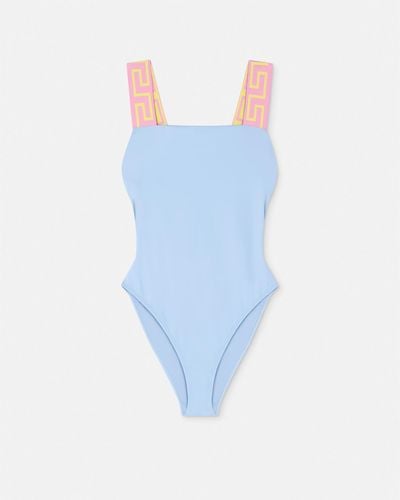Versace Greca Border One-piece Swimsuit - Blue