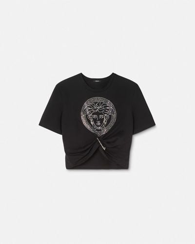 Versace Crystal Medusa Crop T-shirt - Black