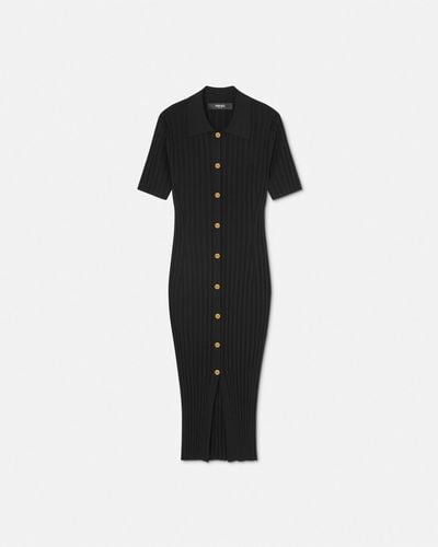 Versace Knit Midi Shirt Dress - Black