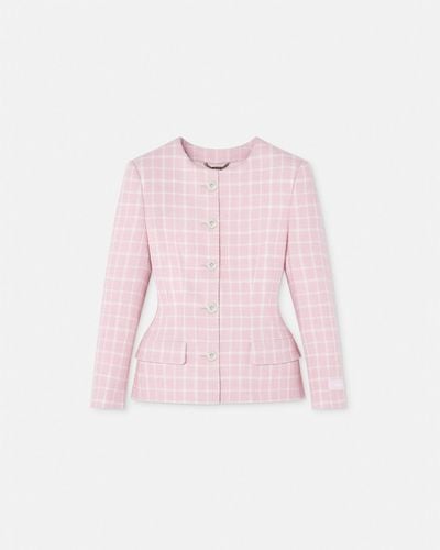 Versace Contrasto Tweed Hourglass Jacket - Pink