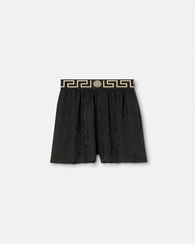 Versace Greca Border Barocco Pajama Shorts - Black