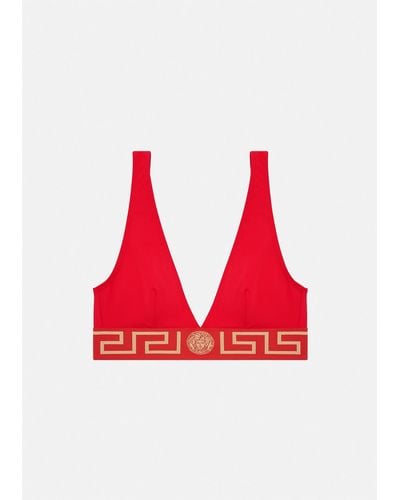 Versace Greca Border Bikini Top - Red