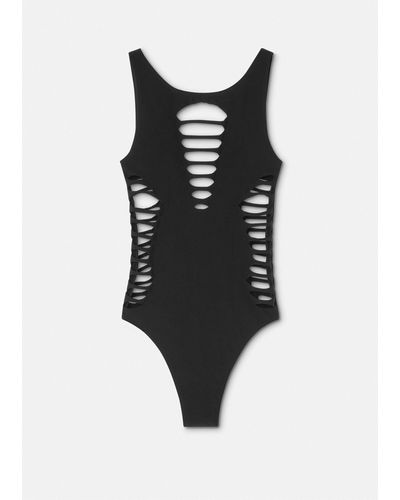 Versace One Piece Swimsuit With Cuts - Black