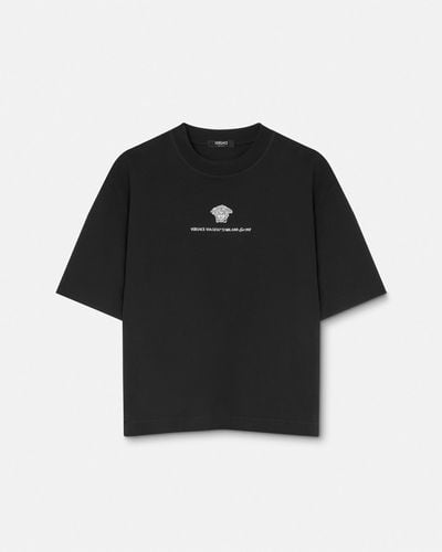 Versace Embroidered Medusa Milano T-shirt - Black