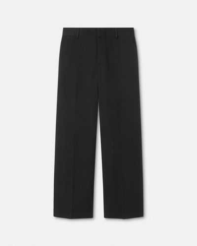 Versace Wool Twill Formal Pants - Black