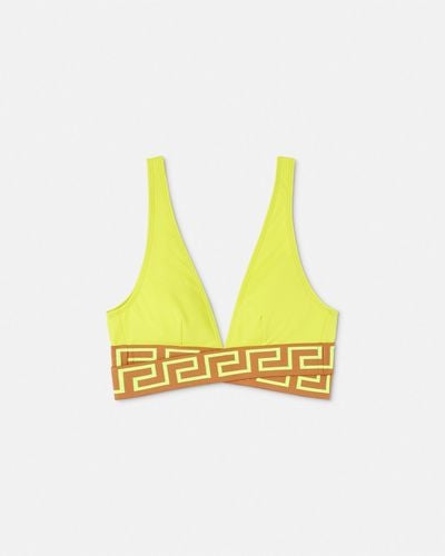 Versace Greca Border Triangle Bikini Top - Yellow