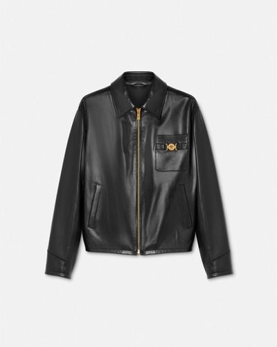Versace Blouson Leather Jacket - Black