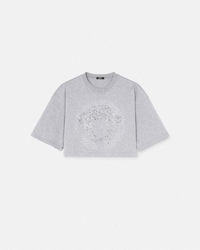 Versace Crystal Medusa Crop Boxy T-shirt - White
