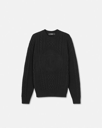 Versace Medusa Cable-knit Sweater - Black