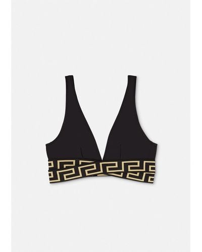 Versace Greca Border Triangle Bikini Top - Black