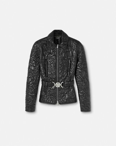 Versace Barocco Quilted Puffer Blouson Jacket - Black