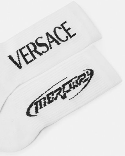 Versace Mercury Logo Socks - White