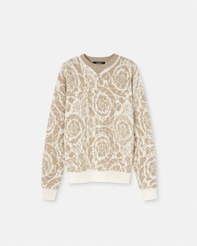 Versace Barocco Knit Sweater - Natural