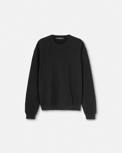 Versace Barocco Jacquard Sweater - Black