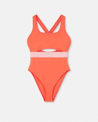Versace Greca Border One-piece Swimsuit - Orange