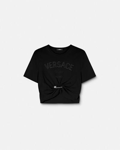 Versace Milano Stamp Crop T-shirt - Black