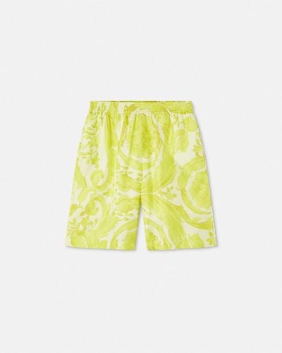 Versace Barocco Silk Shorts - Yellow