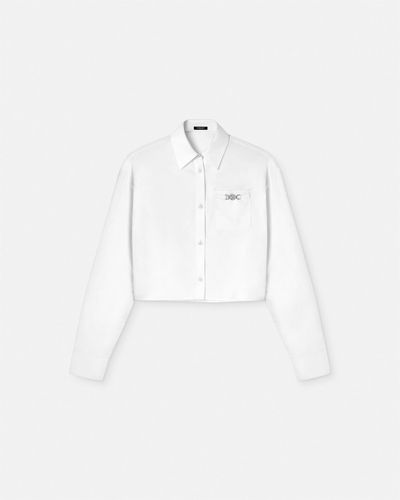 Versace Barocco Jacquard Crop Shirt - White