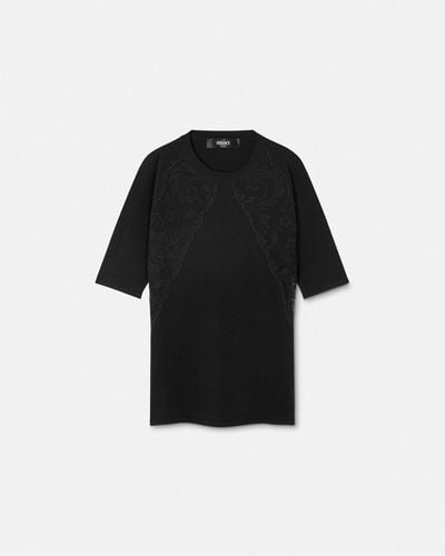 Versace Barocco Lace Knit T-shirt - Black