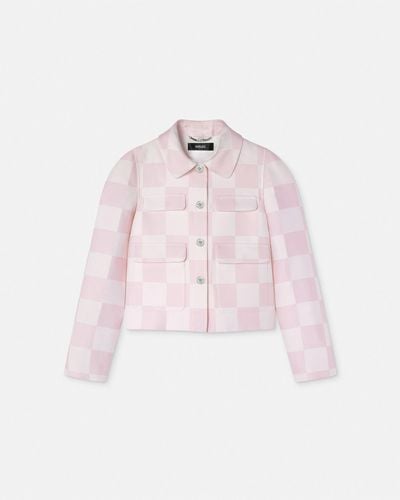 Versace Contrasto Duchesse Crop Blouson Jacket - Pink