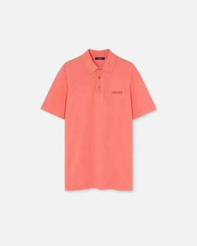 Versace Embroidered Logo Polo Shirt - Pink