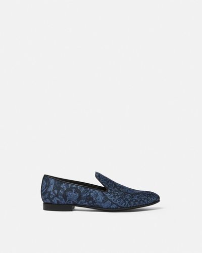 Versace Barocco Satin Slippers - Blue