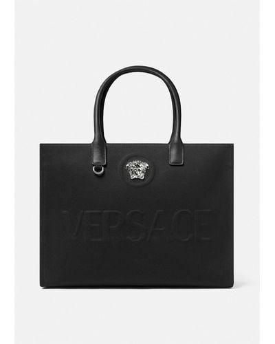 Versace La Medusa Canvas Large Tote Bag - Black
