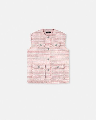 Versace Oversized Tweed Vest - Pink
