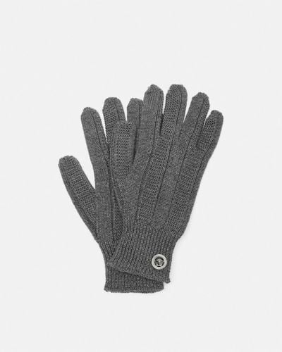 Versace Medusa Ribbed Knit Gloves - Gray