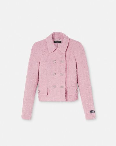 Versace Bouclé Tweed Raglan Jacket - Pink