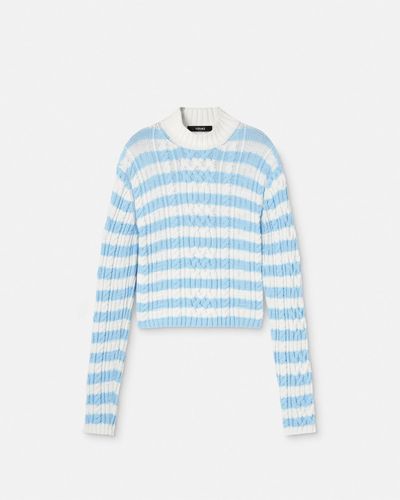 Versace Cable-knit Nautical Stripe Sweater - Blue
