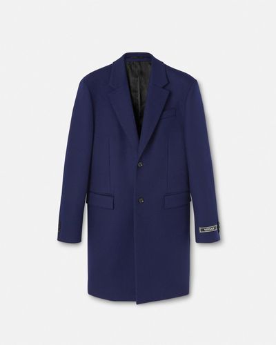 Versace Cashmere-blend Long Coat - Blue