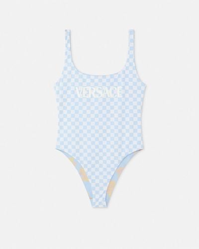 Versace Contrasto Reversible One-piece Swimsuit - Blue