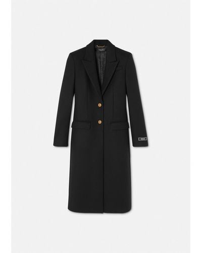 Versace Straight Single-breasted Coat - Black