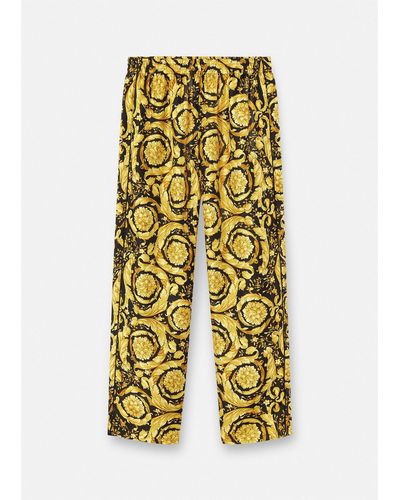 Versace Barocco Silk Pajama Bottoms - Yellow