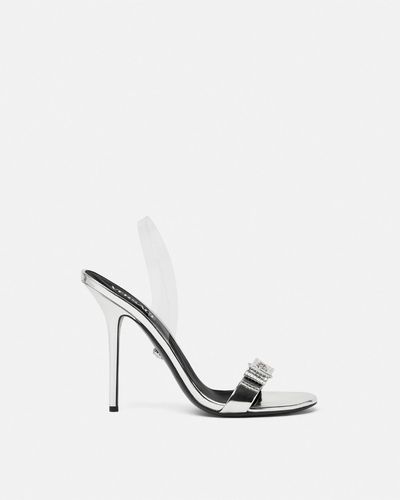 Versace Gianni Ribbon Metallic Sandals 110 Mm - White