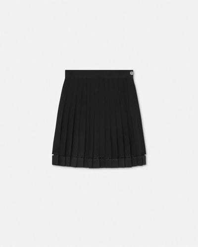 Versace Pleated Silk Georgette Mini Skirt - Black